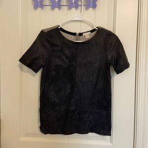 J. Crew women’s leather front knit back‎ zip up top XXS